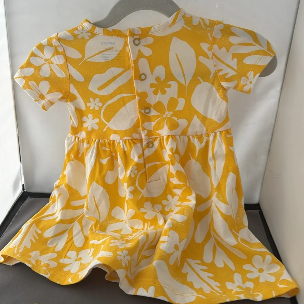 Carter Yellow and White Floral Baby Dress with‎ Bloomers 12 mo